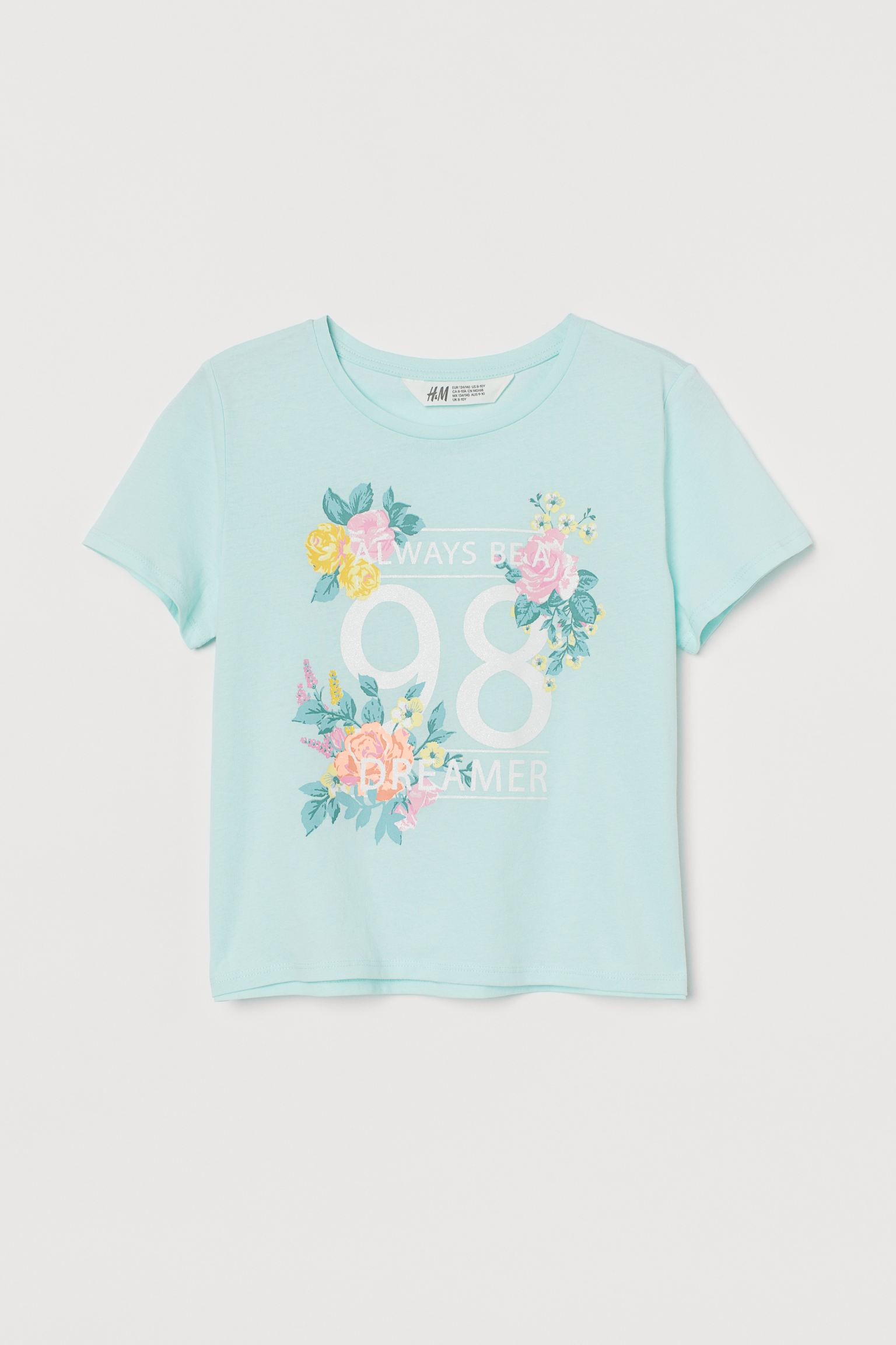 

Футболка H&M 134 140см светло бирюзовый принт 19108532221