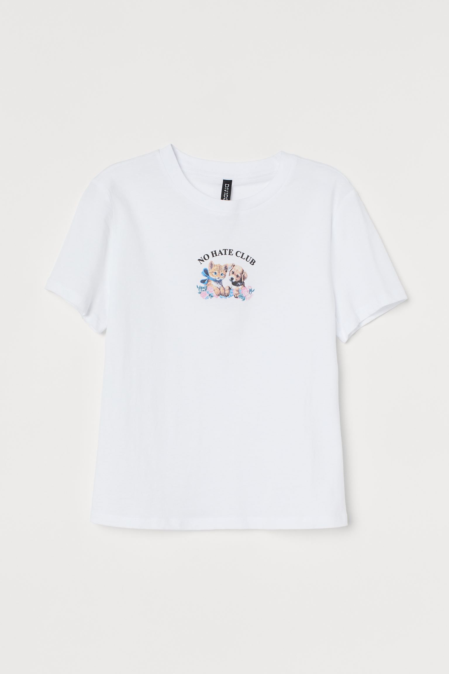 

Футболка H&  белый принт 23108741222, Футболка H&M M белый принт 23108741222