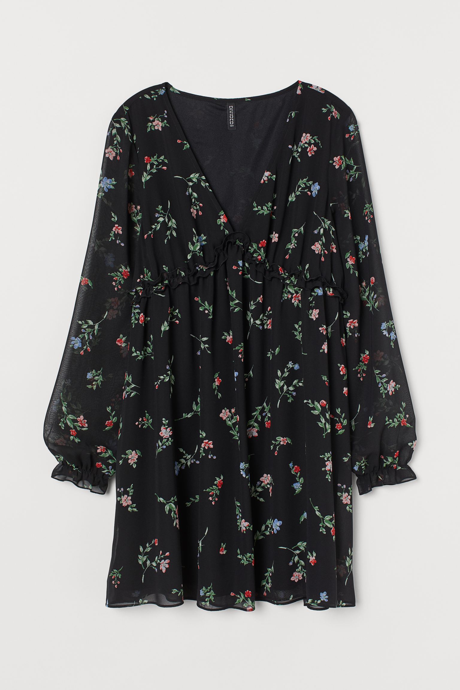 

Платье H&M  черный цветы 20108361301, Платье H&M XS черный цветы 20108361301