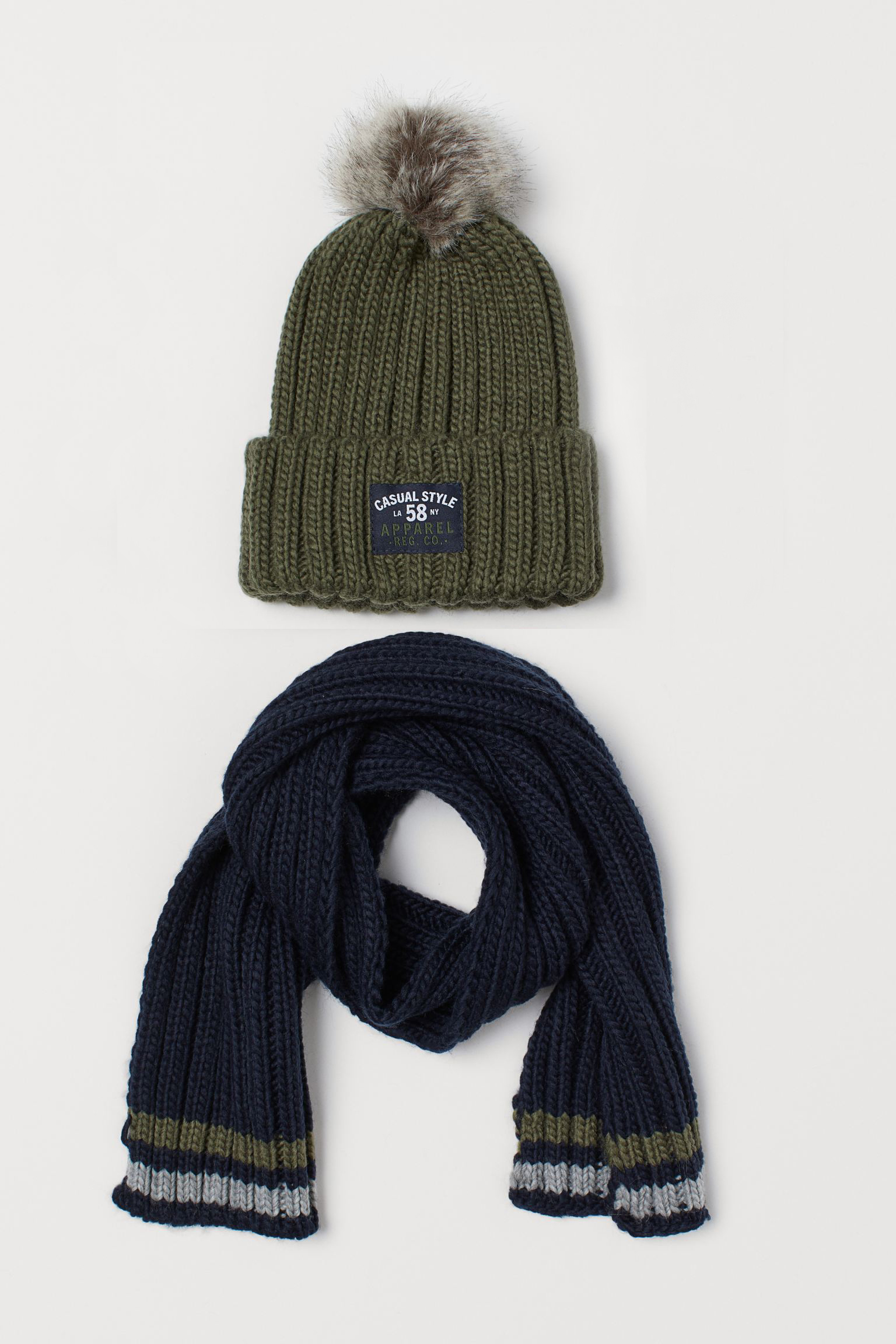 

Комплект (шапка, шарф) H&M 158 170см (55 56) темно синий, зеленый 110780901