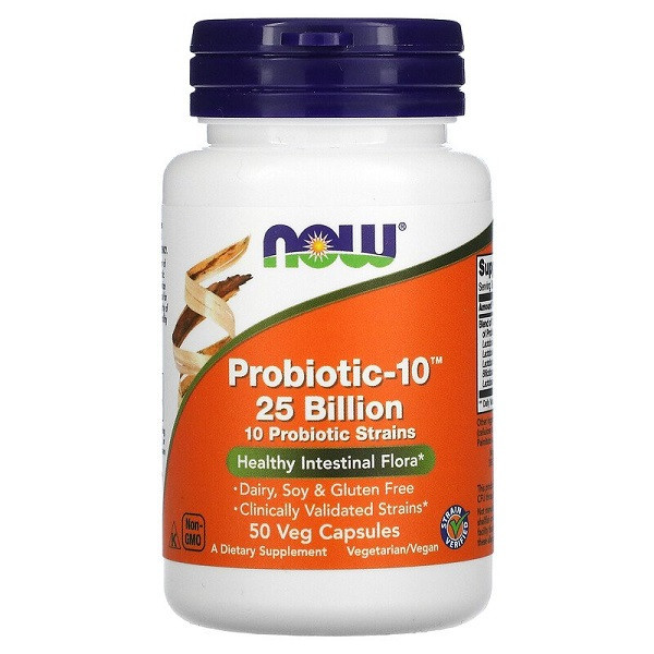 

Пробиотик и пребиотик NOW Probiotic-10 25 Billion Foods 50 вег капсул