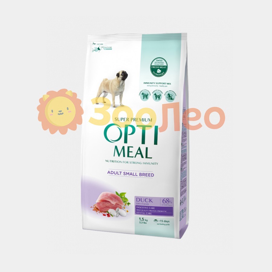 

Сухой полнорационный корм Optimeal для собак малых пород со вкусом утки 1.5 кг