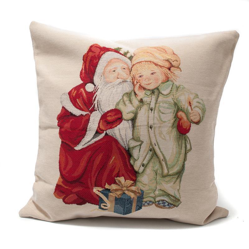 

Новогодняя наволочка из гобелена Встреча с дом Морозом 45x45 Villa Grazia Premium