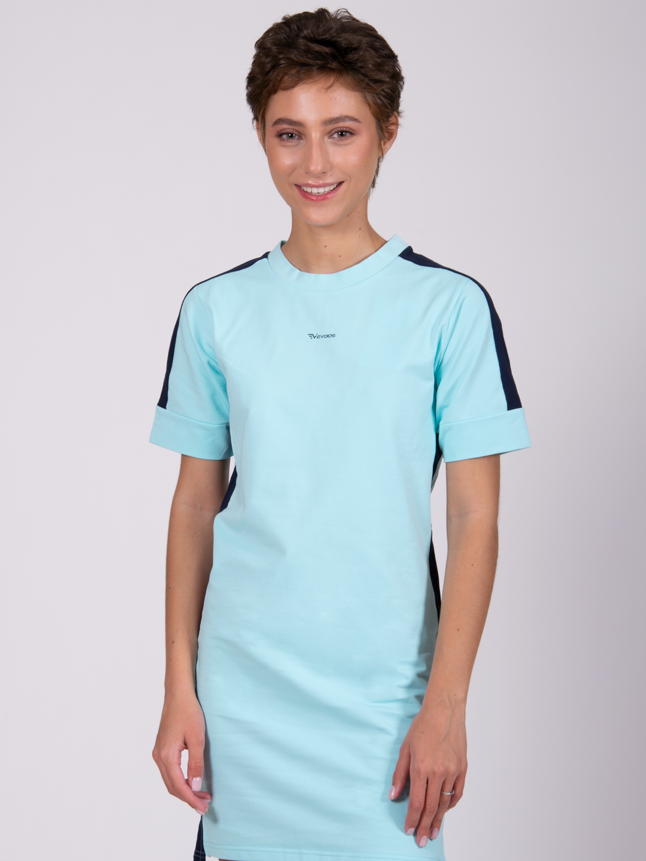 Акція на Сукня-футболка міні літня жіноча Evoids 552109-400 M Синя від Rozetka