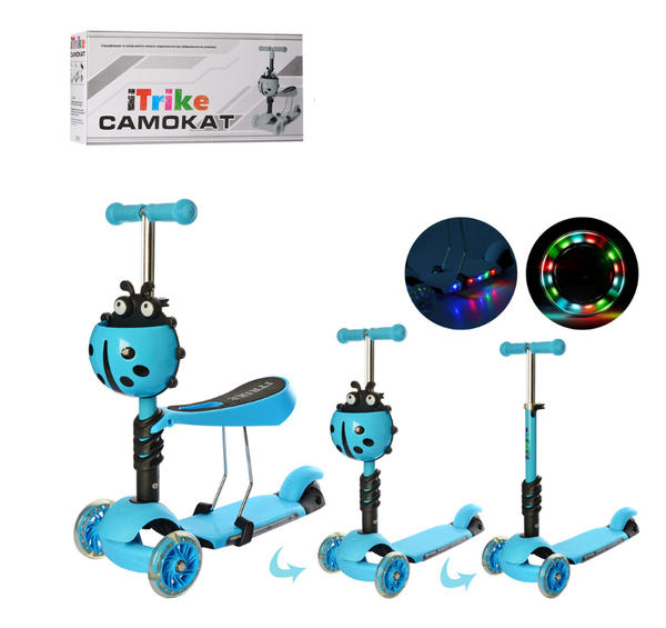 

Самокат-беговел MAXI ITrike JR 3-072-A Божья коровка Голубой