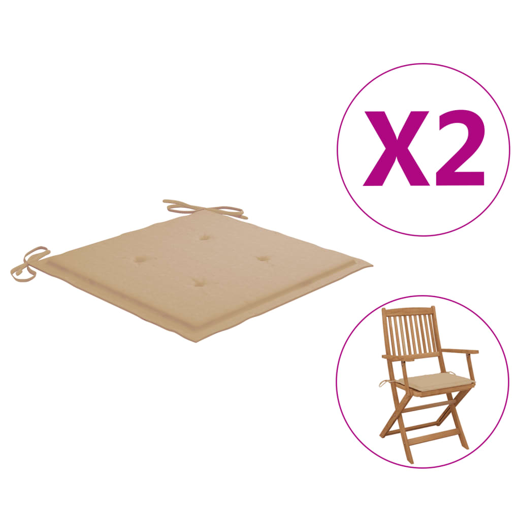

Подушки для садового стільця Shumee 2 шт. бежевий 40x40x4 см