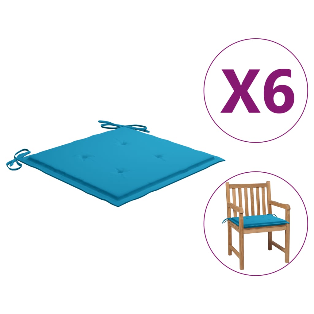 

Подушки для садових стільців Shumee 6 шт сині 50x50x4 см