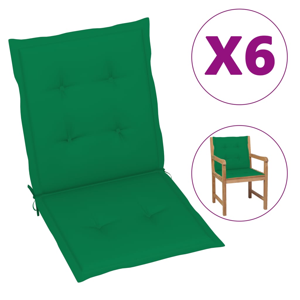 

Подушки для садового крісла Shumee 6 шт. зелені 100x50x4 см