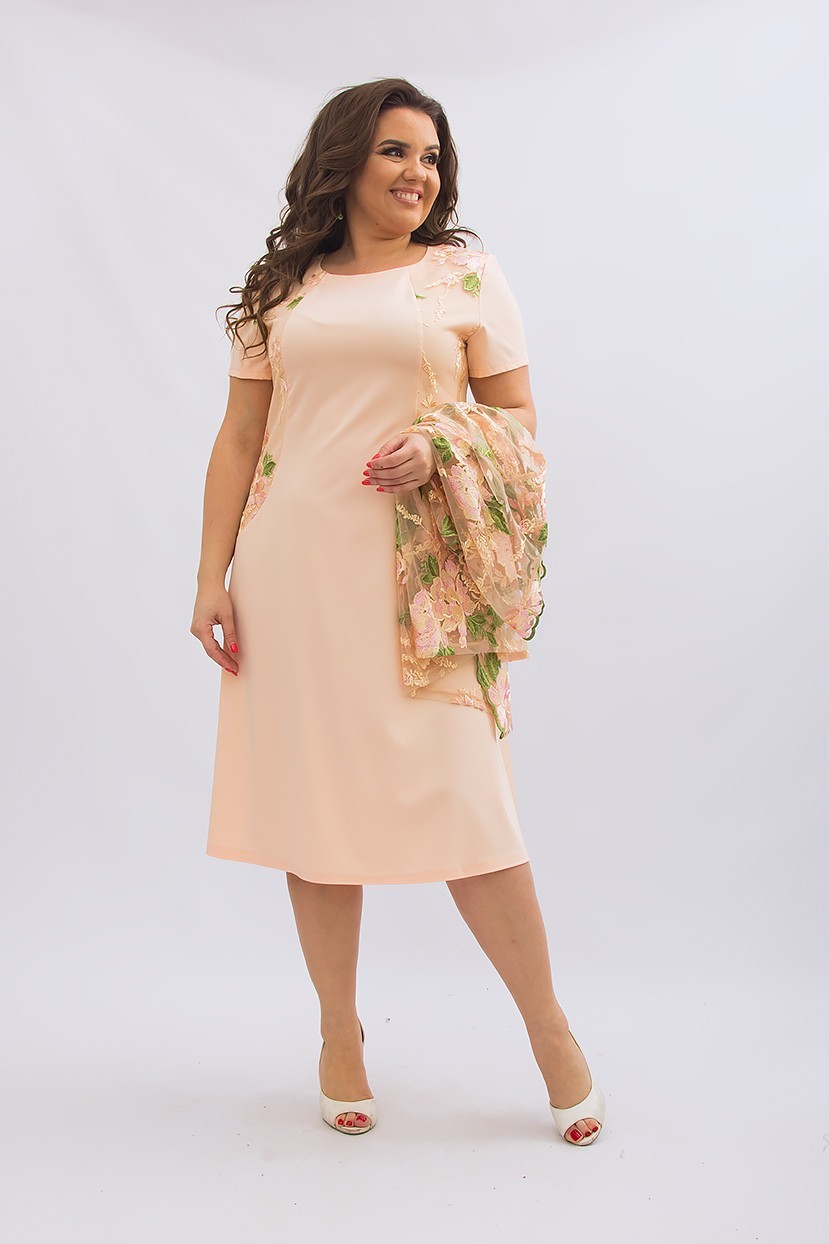

Платье Ninele Style 355-1  Персиковое, Платье Ninele Style 355-1 64 Персиковое
