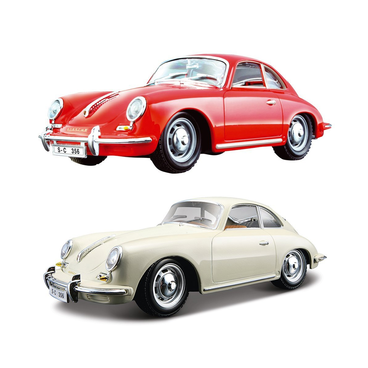 

Автомодель - PORSCHE 356B (1961) (ассорти слоновая кость, красный, 1:24)