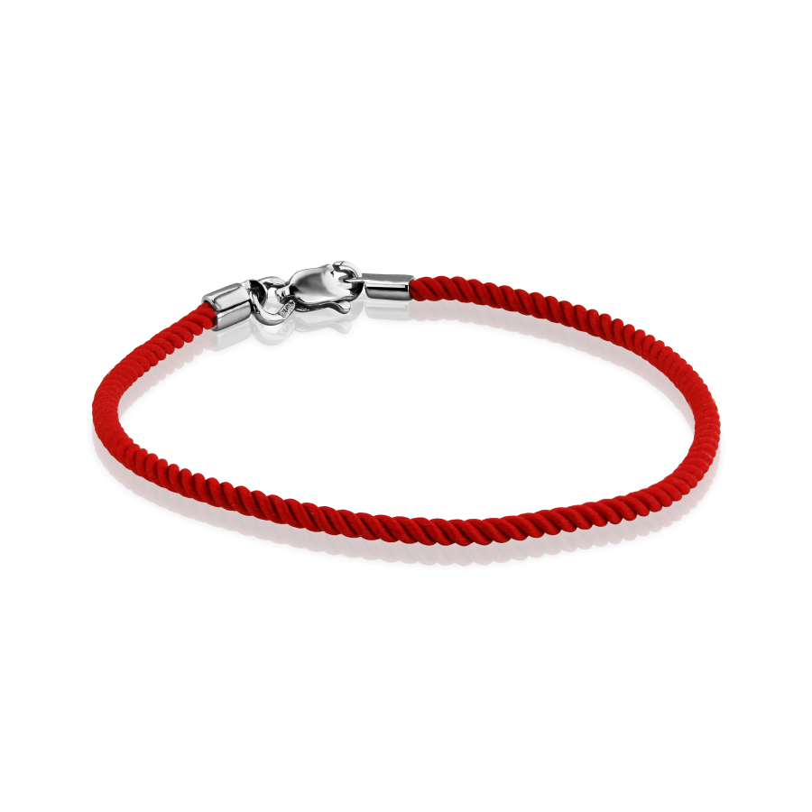 

Браслет Qzsilver (905-00941) Серебро Белый шелк красный 20.5 размер