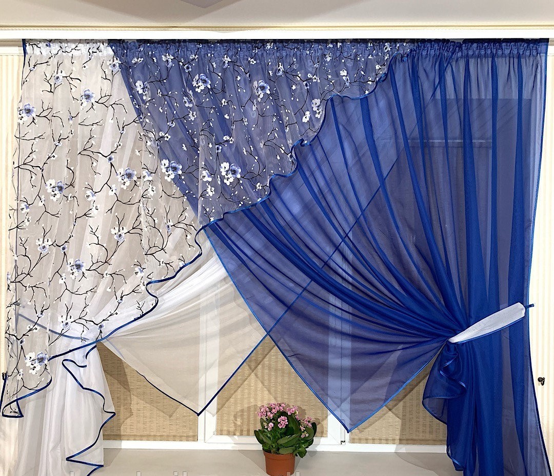 

Комплект штор Chtextil сакура синий цвет