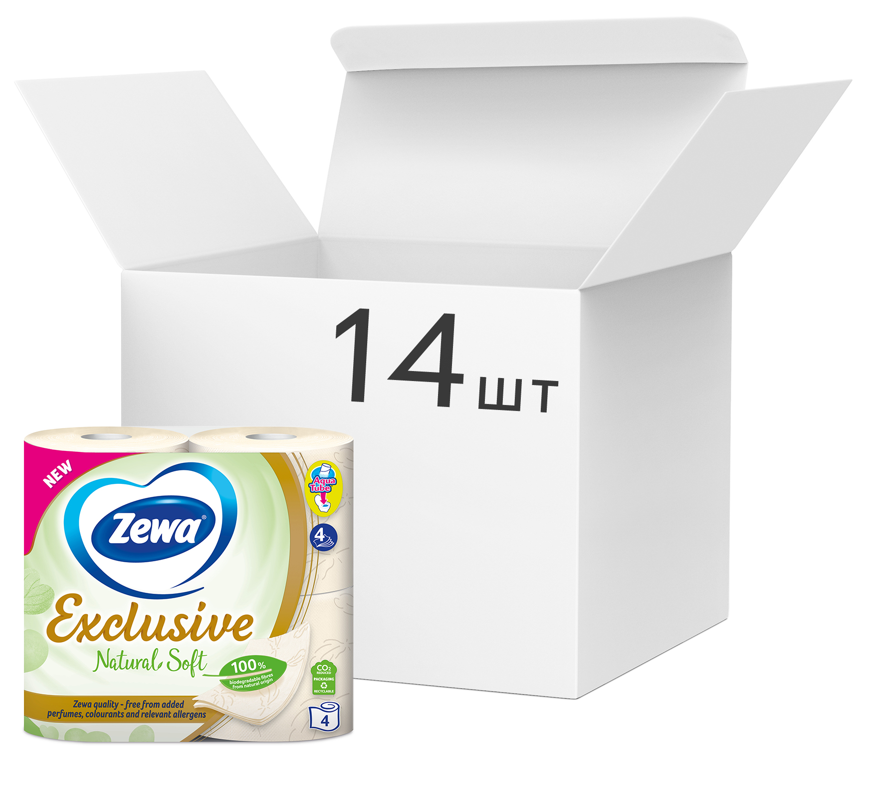 Акція на Упаковка туалетной бумаги Zewa Natural Soft бело-кремовой 4 слоя 14 упаковок по 4 рулона (7322541449159) від Rozetka UA