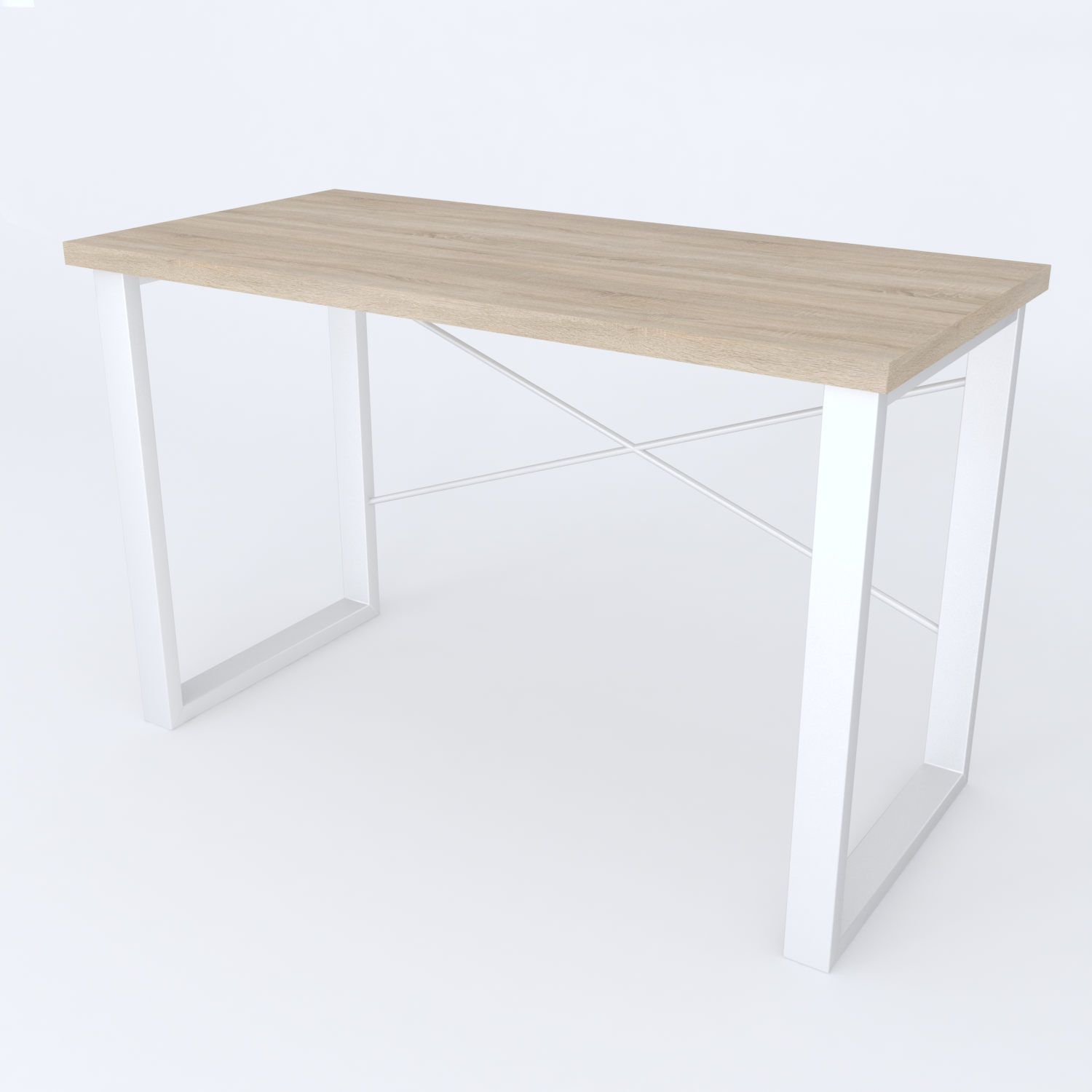 

Письменный стол Ferrum-decor Драйв 750x1400x600 Белый металл ДСП Дуб Сонома 32 мм
