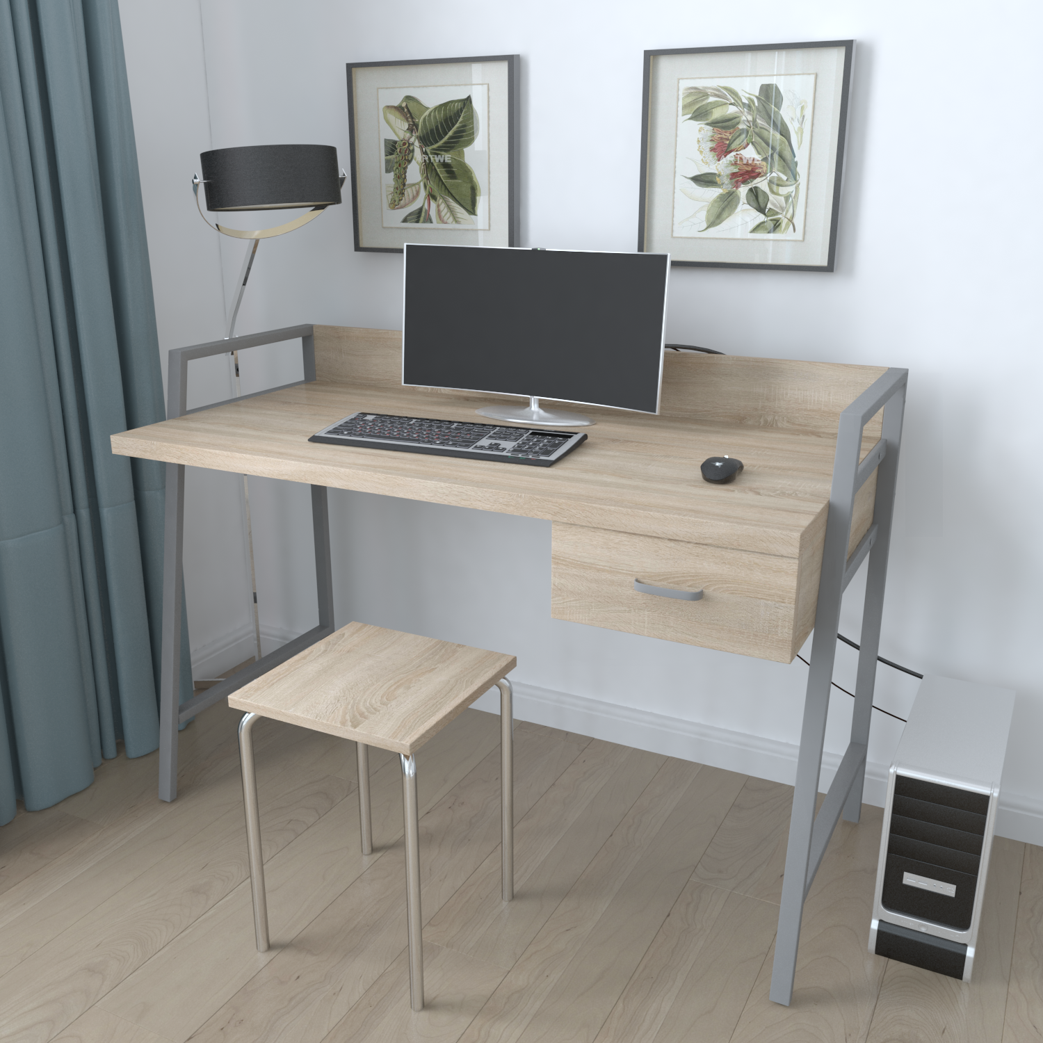 

Письменный стол Ferrum-decor Комфорт 750x1200x600 Серый металл ДСП Дуб Сонома 32 мм