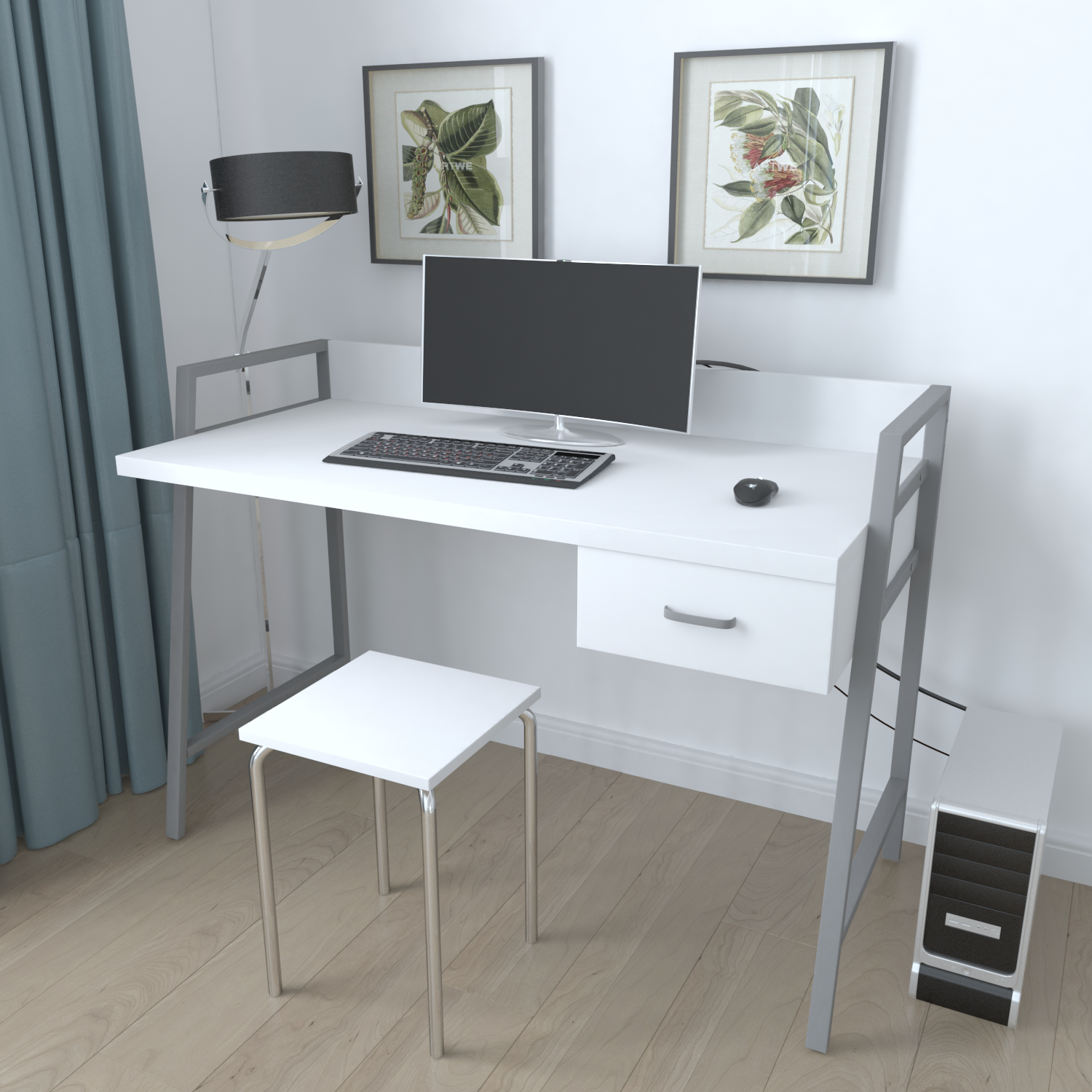 

Письменный стол Ferrum-decor Комфорт 750x1200x600 Серый металл ДСП Белый 32 мм