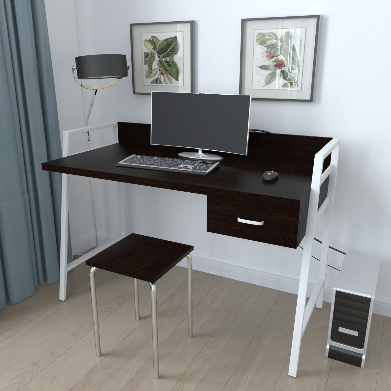 

Письменный стол Ferrum-decor Комфорт 750x1200x600 Белый металл ДСП Венге Магия 32 мм