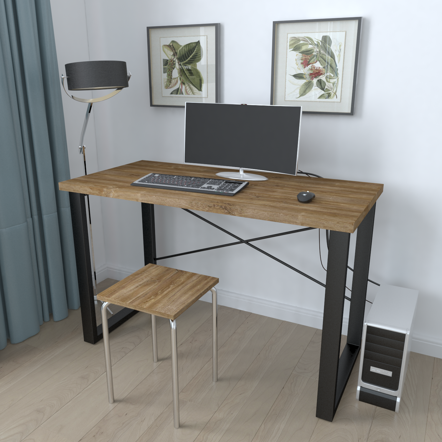 

Письменный стол Ferrum-decor Драйв 750x1400x600 Черный металл ДСП Дуб Таверна 32 мм
