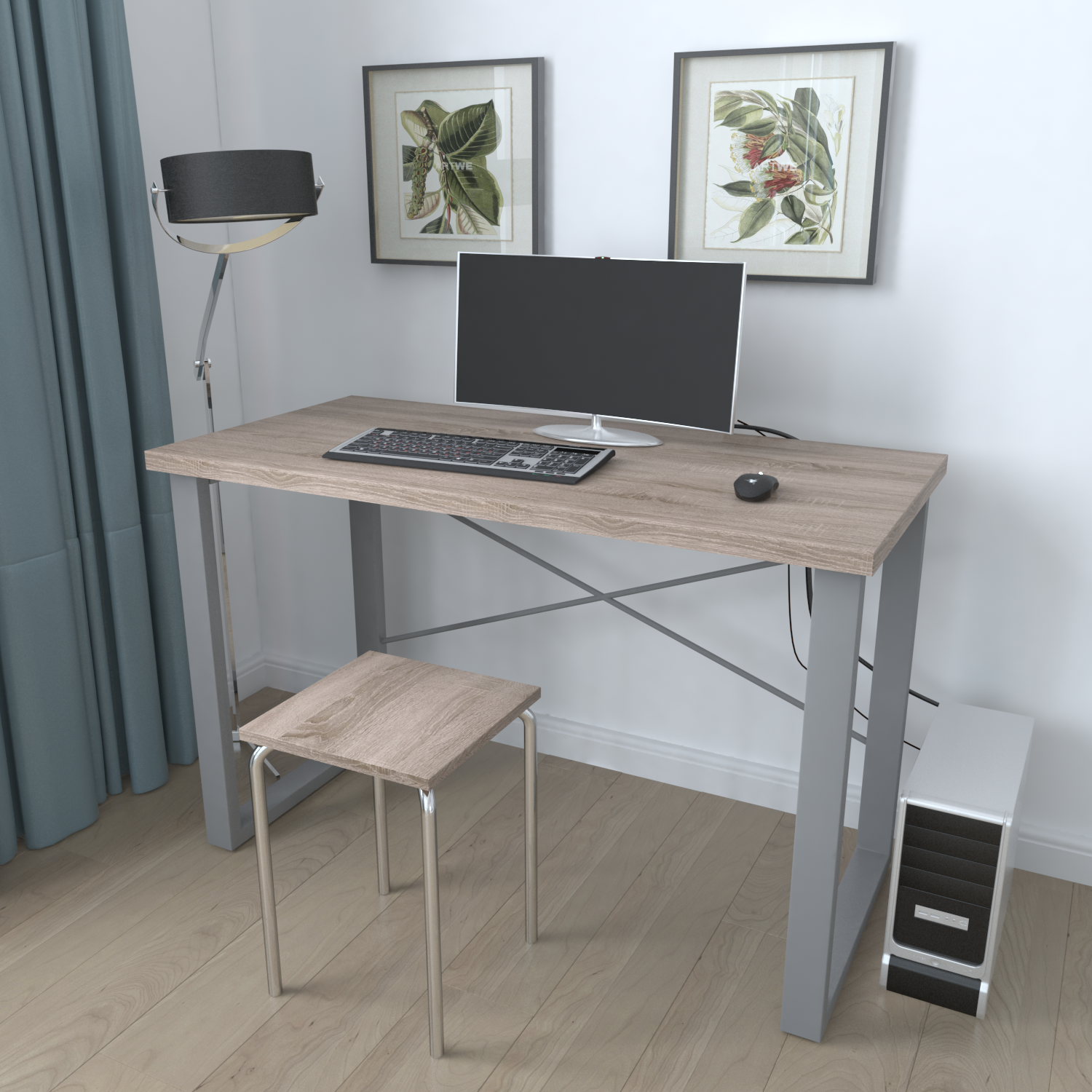 

Письменный стол Ferrum-decor Драйв 750x1400x600 Серый металл ДСП Дуб Сонома Трюфель 32 мм