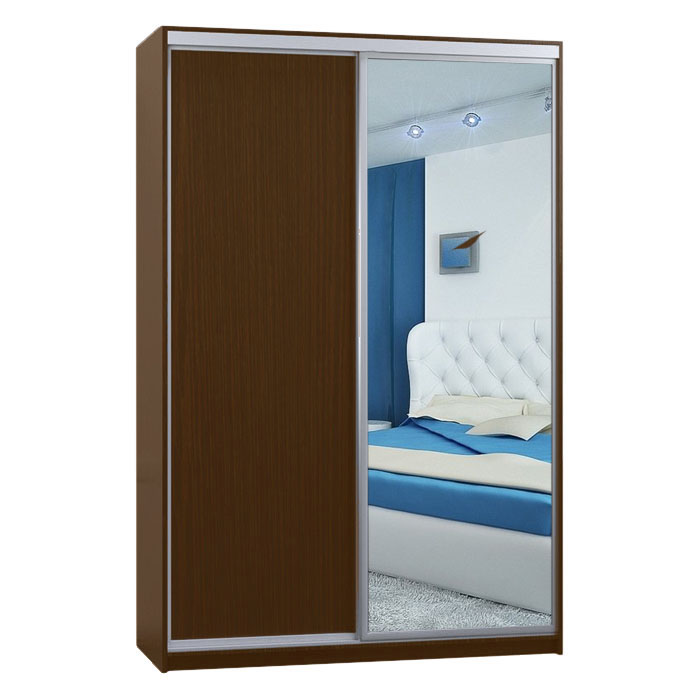 

Шкаф-купе Zevs Двухдверный ШК-1 Зеркало+ДСП 110х45х210 орех лесной