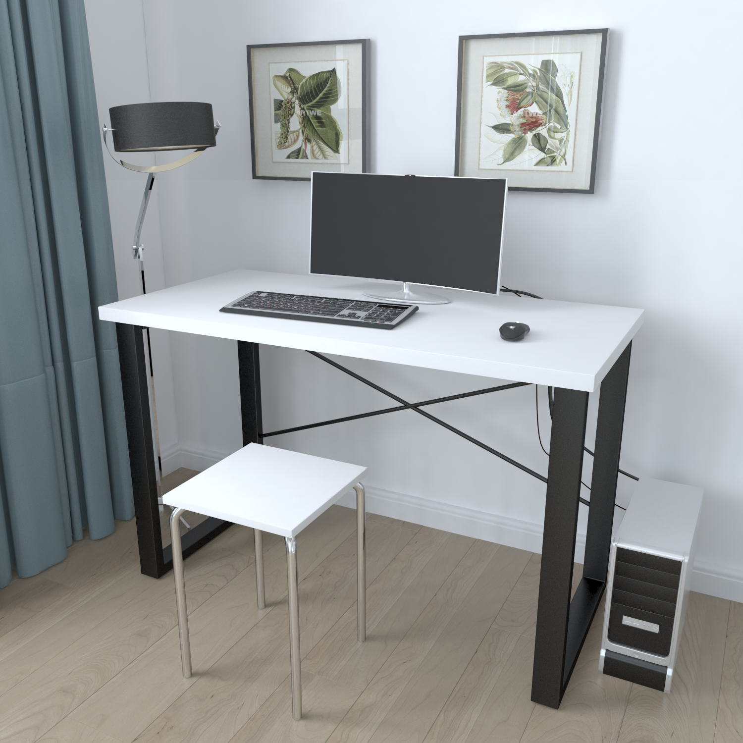 

Письменный стол Ferrum-decor Драйв 750x1200x700 Черный металл ДСП Белый 32 мм