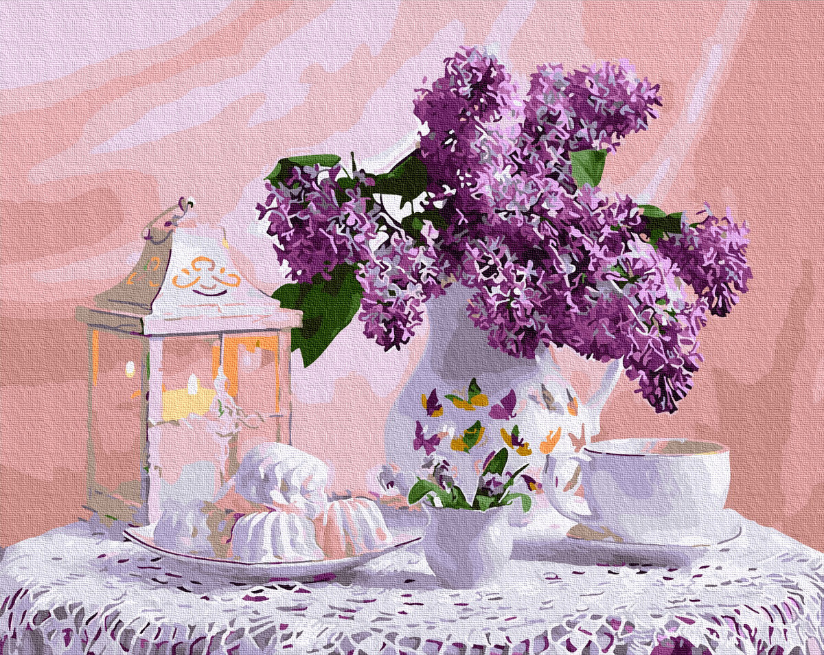 

Картина по номерам "Сиреневое чаепитие" BrushMe холст на подрамнике 40x50см GX30788