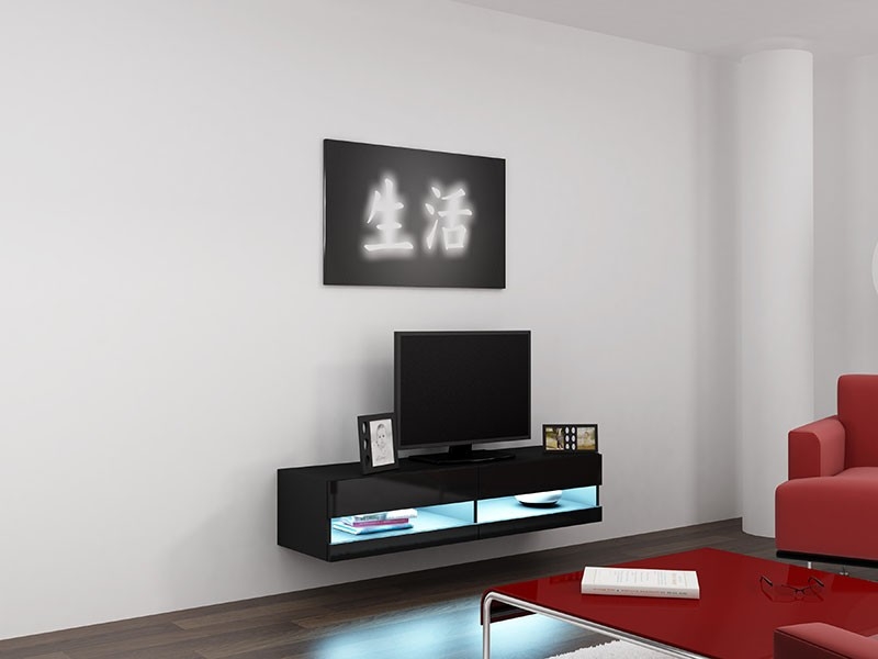 

Тумба под ТВ Vigo New 140 Cama Черный матовый + Черный глянец