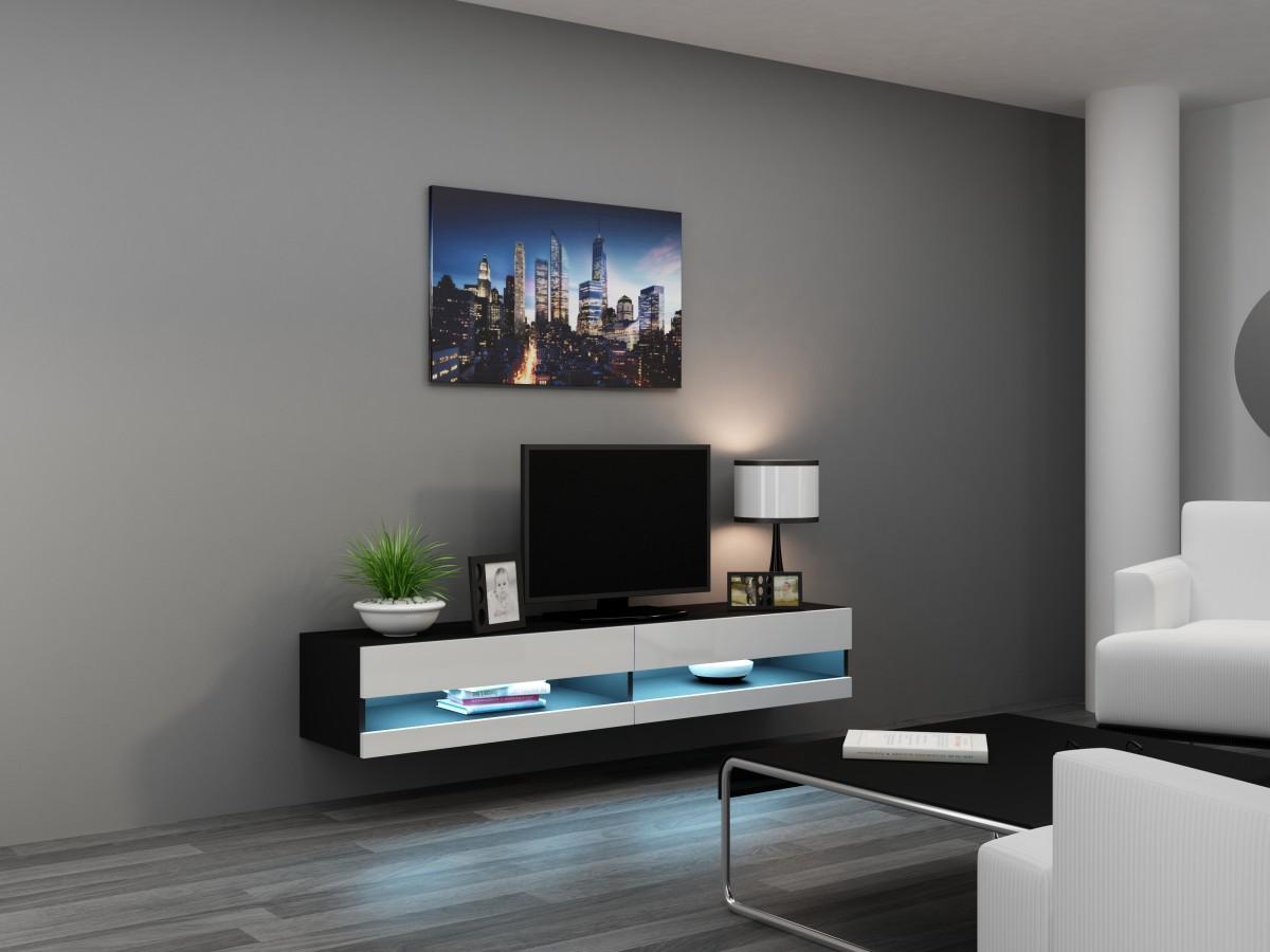 

Тумба под ТВ Vigo New 180 Cama Черный матовый + Белый глянец