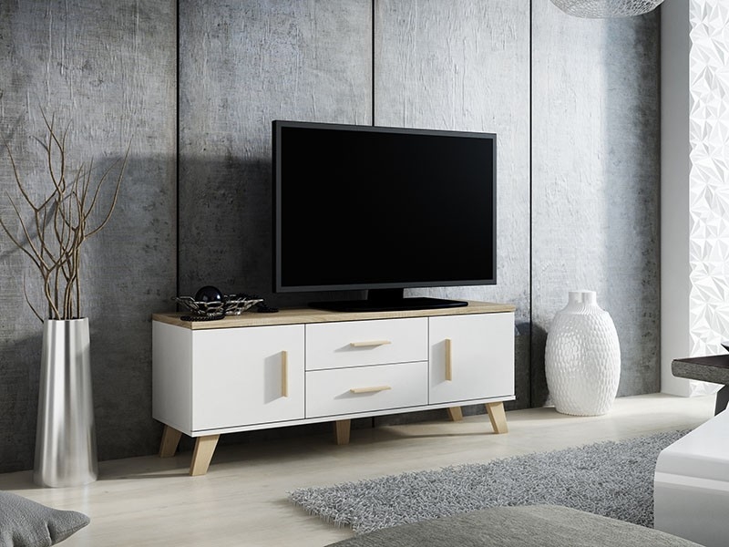 

Тумба под ТВ LOTTA 140 2D2S Cama Белый матовый + Дуб Сонома