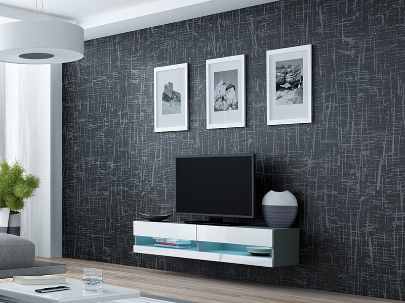 

Тумба под ТВ Vigo New 140 Cama Серый матовый + Белый глянец