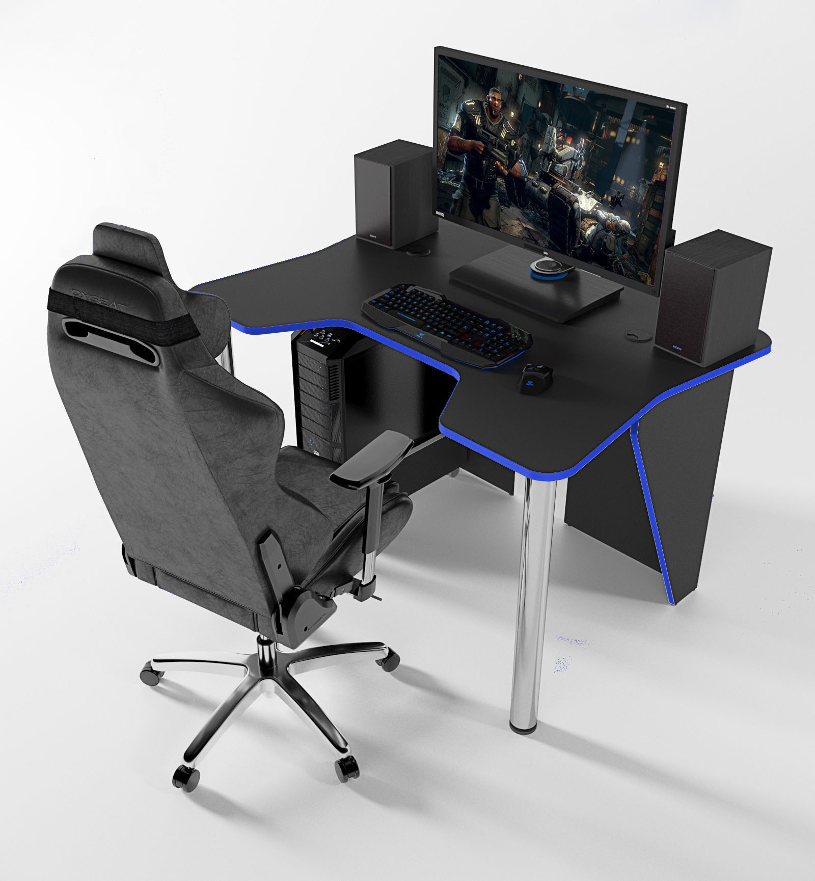 

Стол игровой ZEUS IGROK-3L черный + синий с LED подсветкой