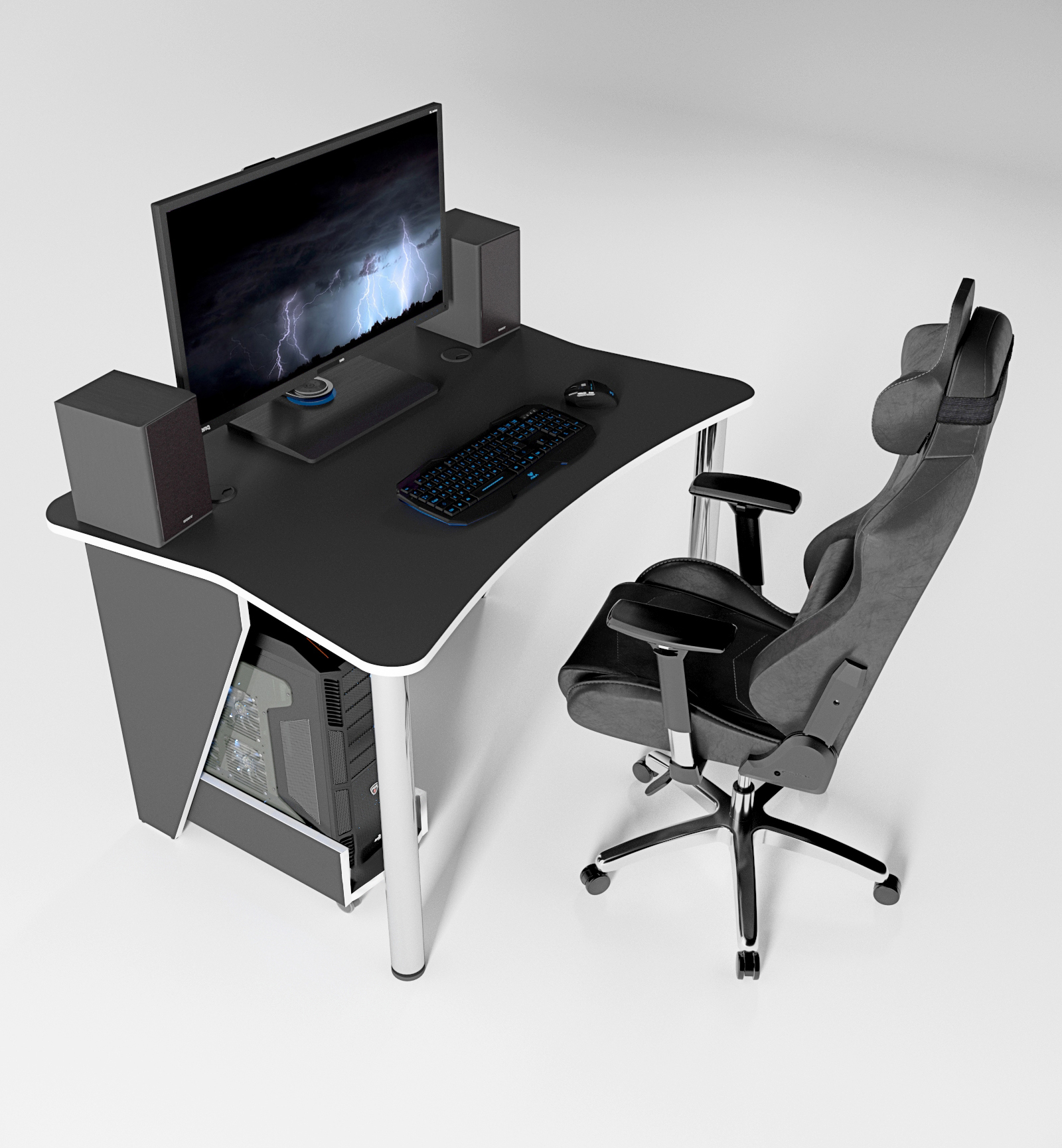 

Геймерский игровой стол ZEUS ZET-3 Черный + Белый