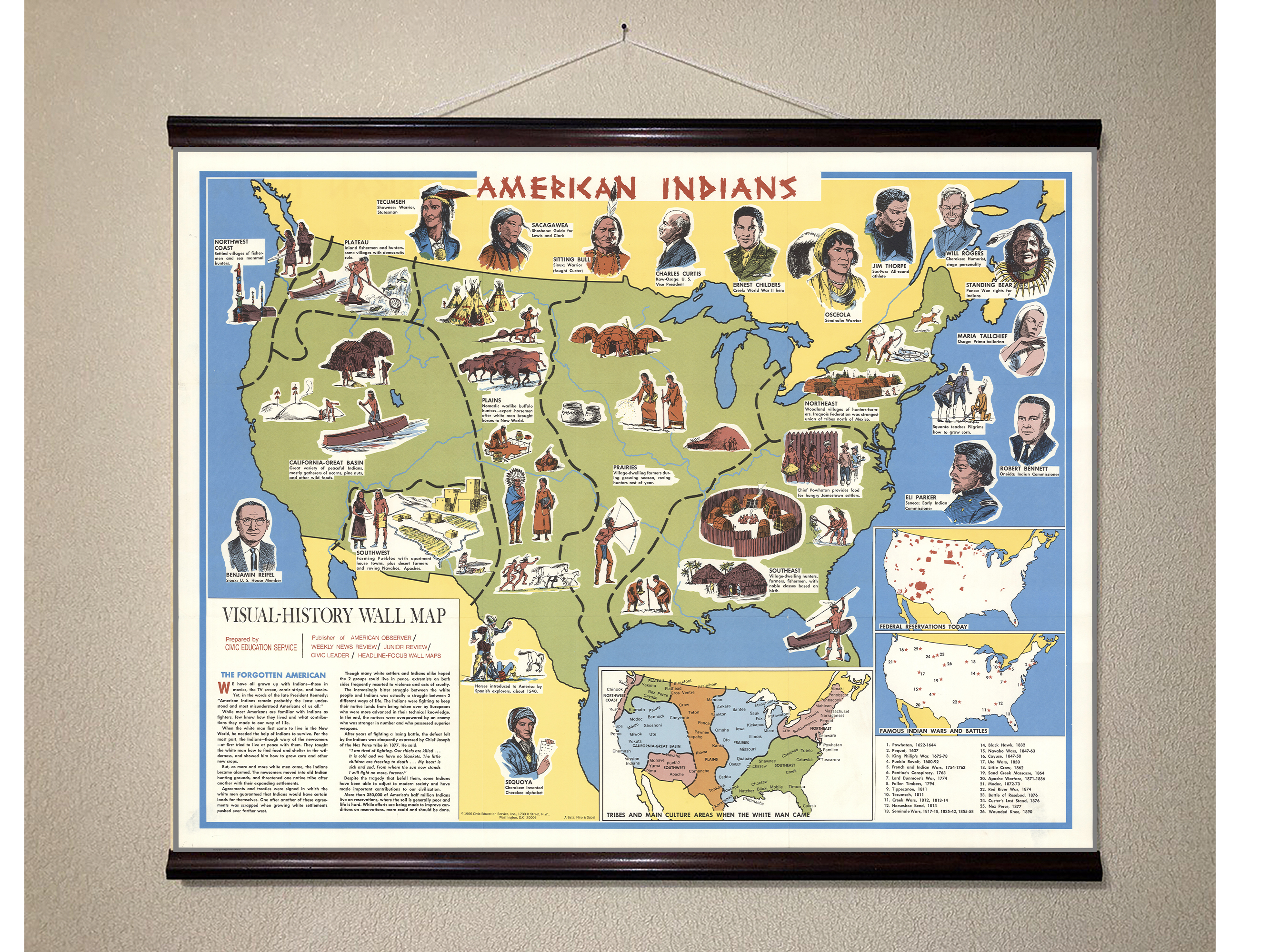 

Визуально историческая карта коренных американцев 88x110см Artel