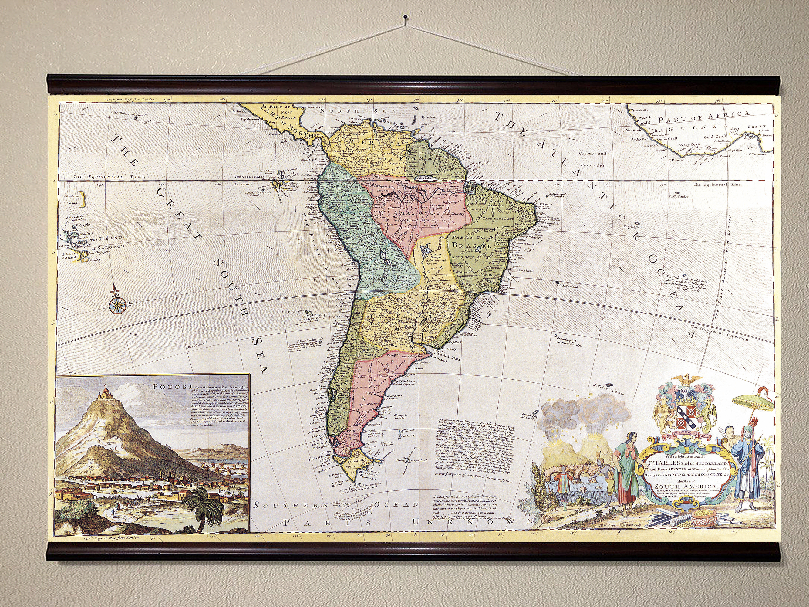 

Винтажная карта Южной Америки 104x180см Artel(Old Map_0709_01)