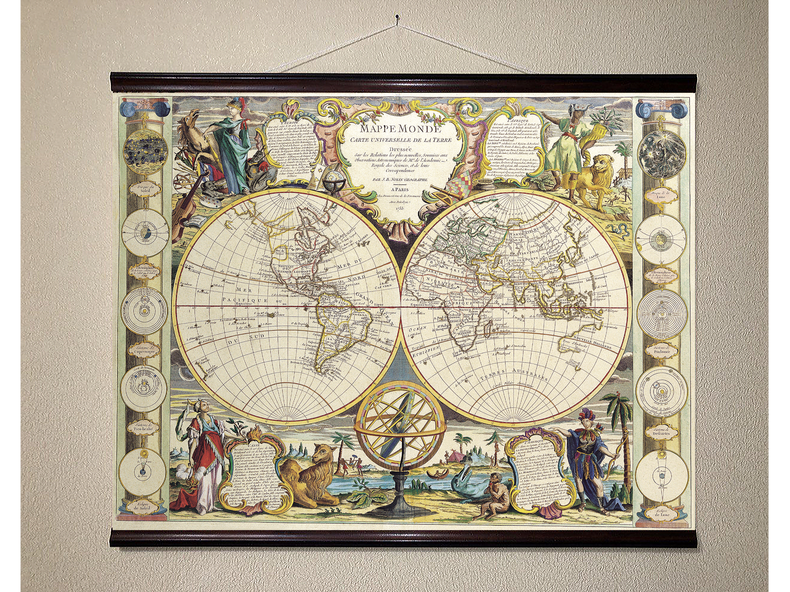 

Винтажная карта мира 1755 90x120см Artel(Old Map_200809_01)