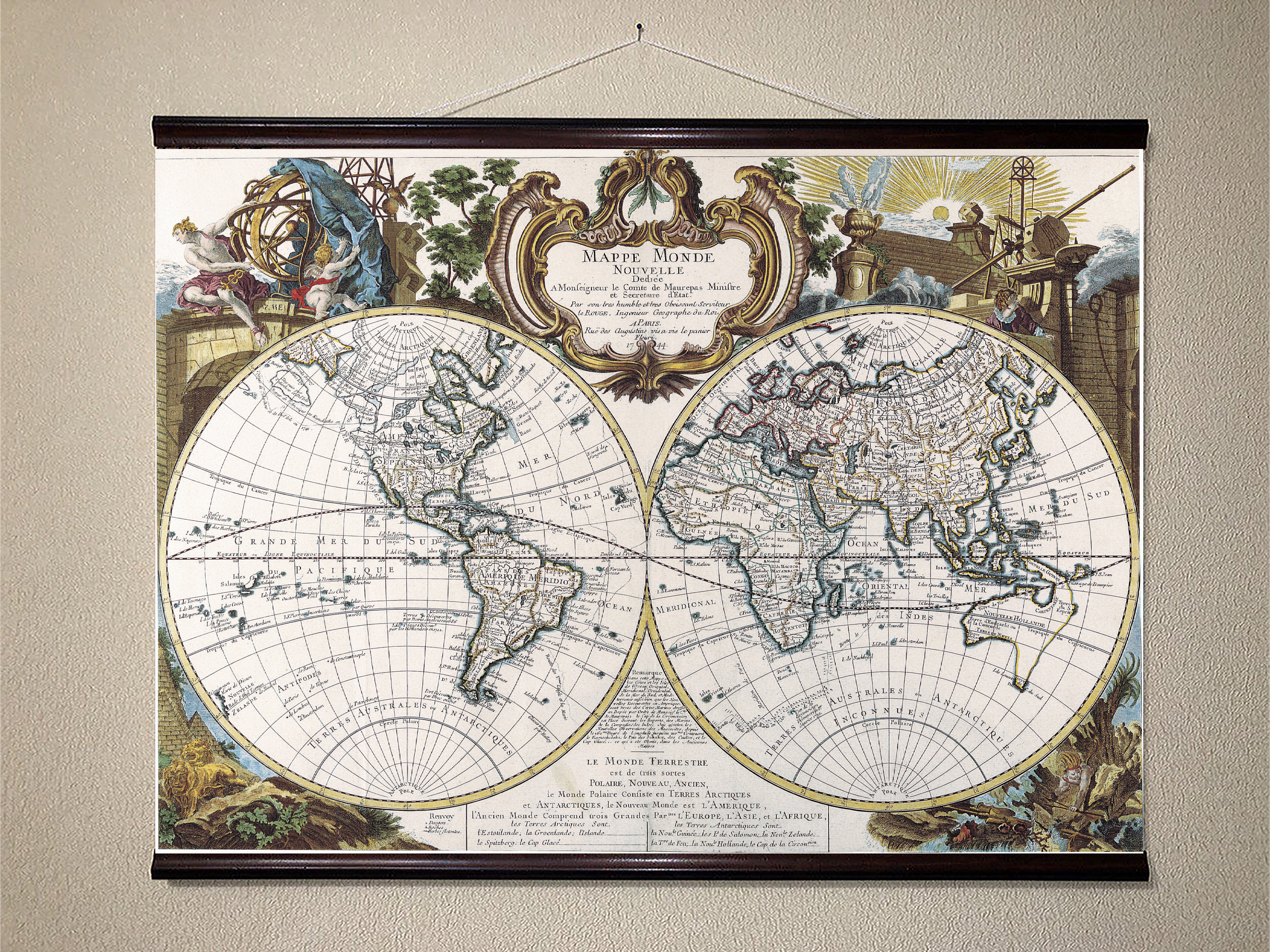

Винтажная карта мира 1744 90x120см Artel(Old Map_130809_01)