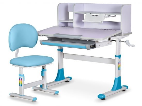 

Комплект парта и стульчик Evo-Kids BD-22 (стол+стул+полка) столешница светло-лиловая / цвет пластика голубой BD-22 BL