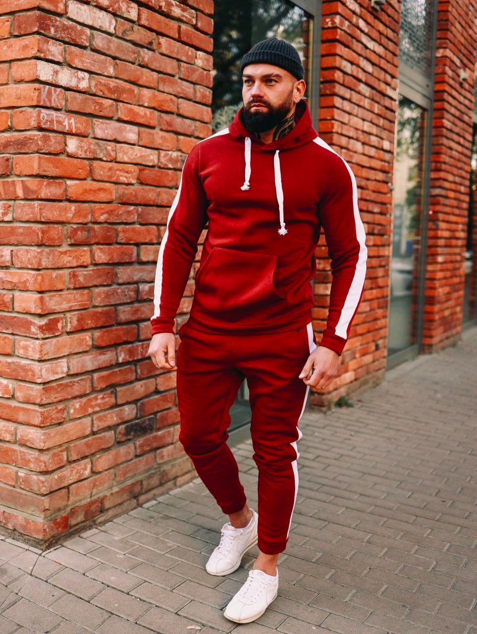 

Мужской теплый спортивный костюм BD6988 рS красный