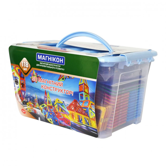 

3D магнитный конструктор МАГНІКОН, 118 дет. Plastic box