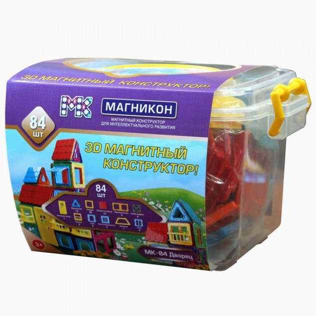 

3D магнитный конструктор МАГНІКОН, 84 дет. Plastic box