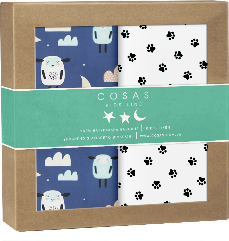

Набор пеленок Cosas Бязь Sheep Sleep Blue Paw 80х100 2 шт (4822052061305)