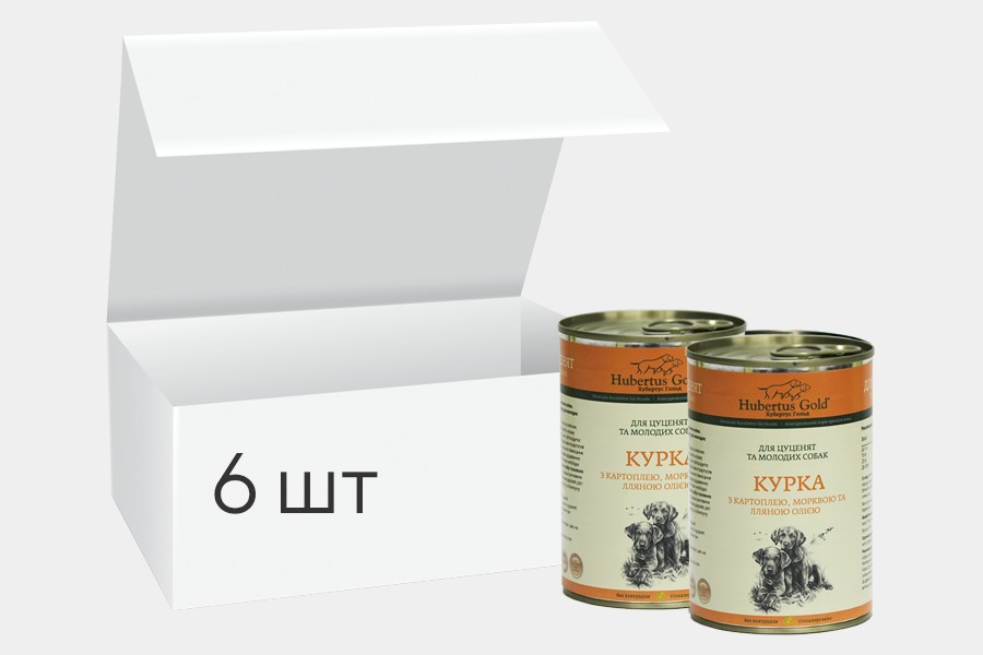 

Упаковка влажного корма для собак Hubertus Gold Курица с картошкой и морковкой 400 г 6шт