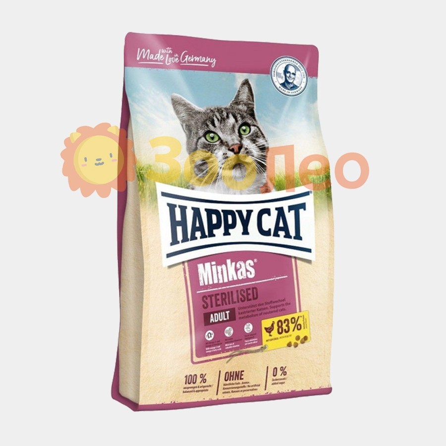 

Happy Cat Minkas Sterilised - Сухой корм с птицей и кукурудзой для кастрированных котов и стерилизованных кошек 10 кг