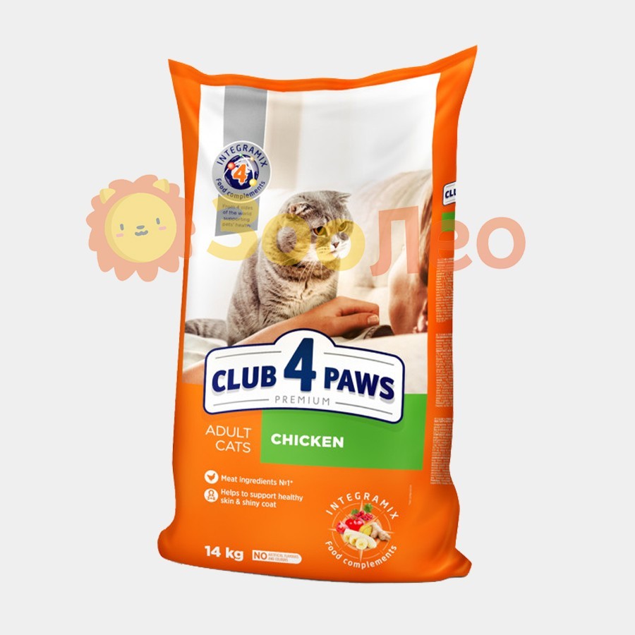 

Сухой корм Club 4 Paws для взрослых кошек с курицей 14 кг