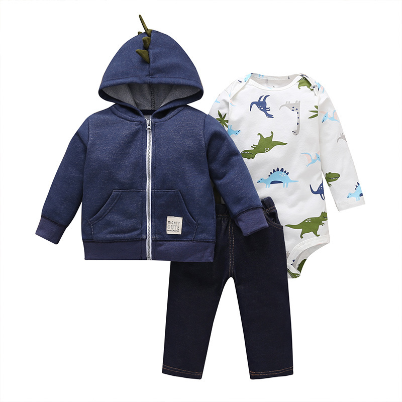 

Комплект для мальчика 3 в 1 Маленькие динозавры Berni Kids (68 / 6 мес) Белый