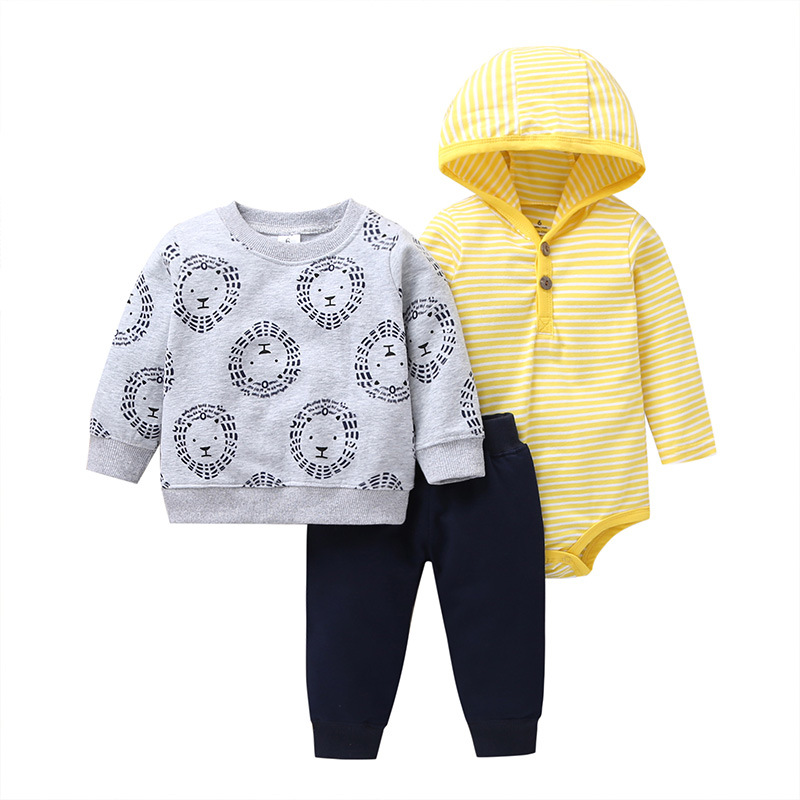 

Комплект детский 3 в 1 Львята Berni Kids (68 / 6 мес) Серый (51817)
