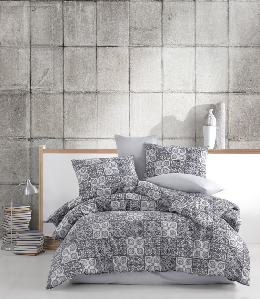 

Комплект постельного белья евро ранфорс Majoli Ceramica v1 grey