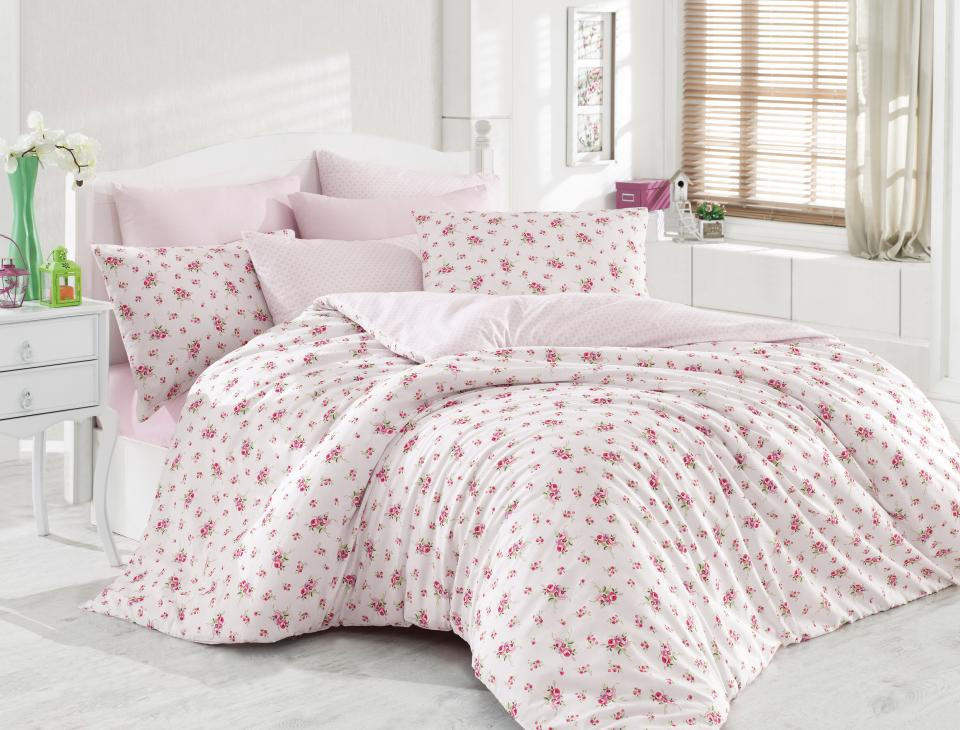 

Постельное белье ранфорс евро Majoli Pinky Pink lila