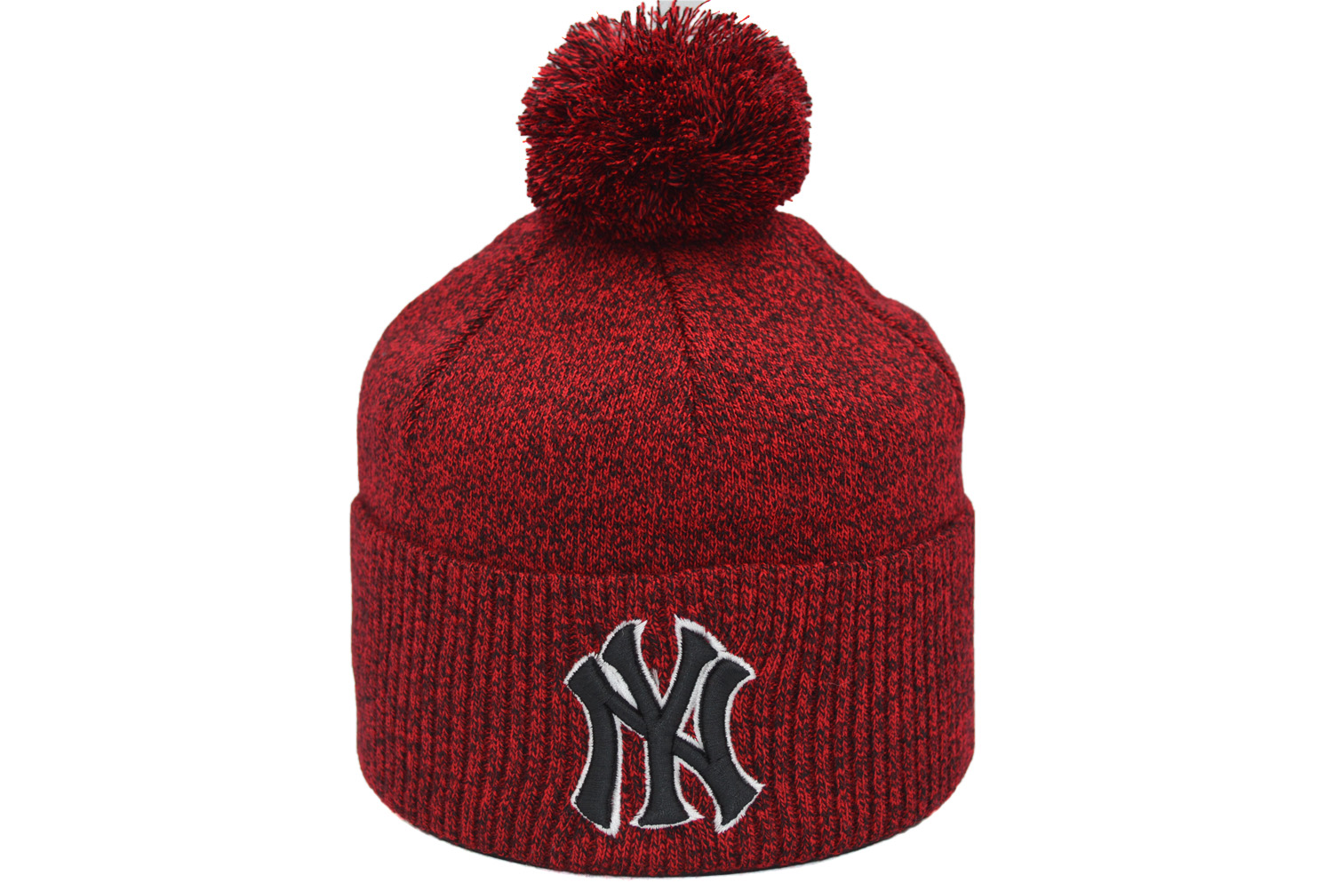 

Шапка з помпоном Flexfit New York 53-57 см красный меланж (F-0918-480)