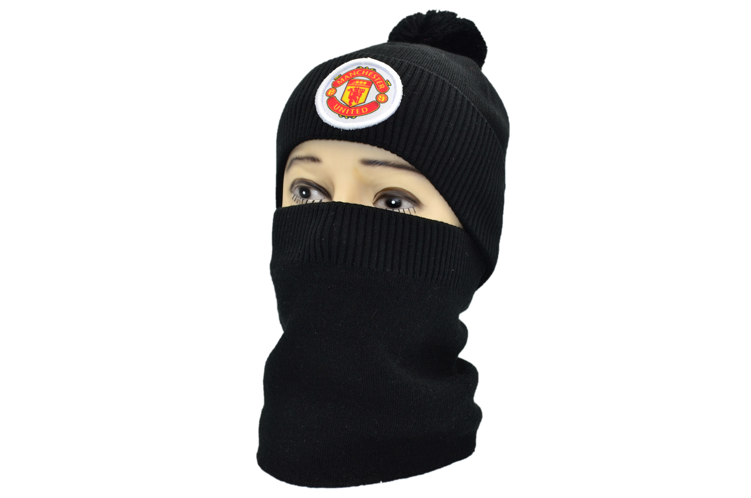 

Комплект Flexfit шапка з помпоном и снуд FC Manchester United 53-57 см чёрная (F-0918-591)
